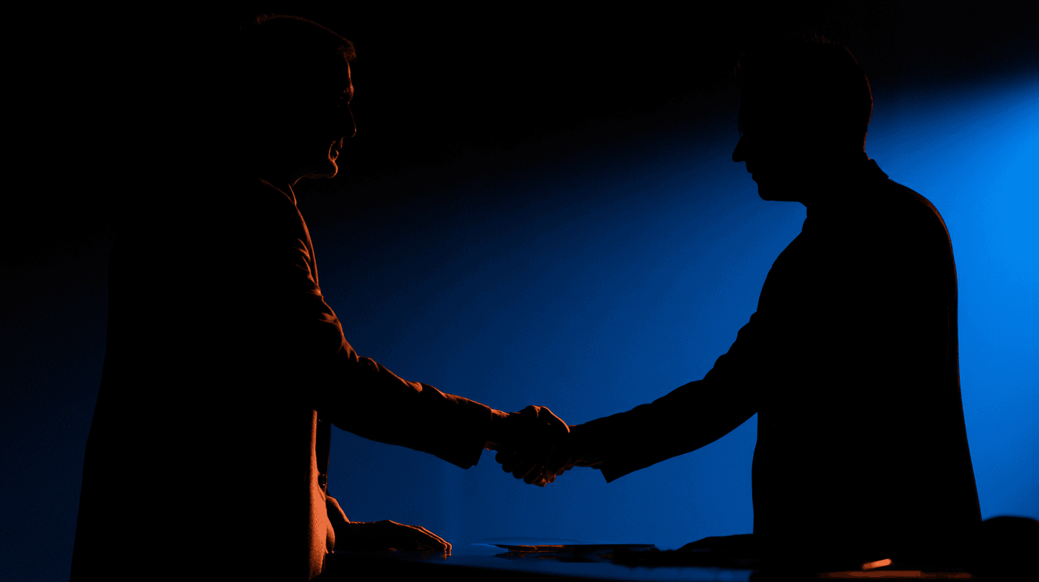 Two consultants shaking hands at the start of an engagement